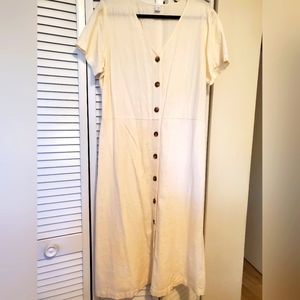 Cream Linen Button Up Dress